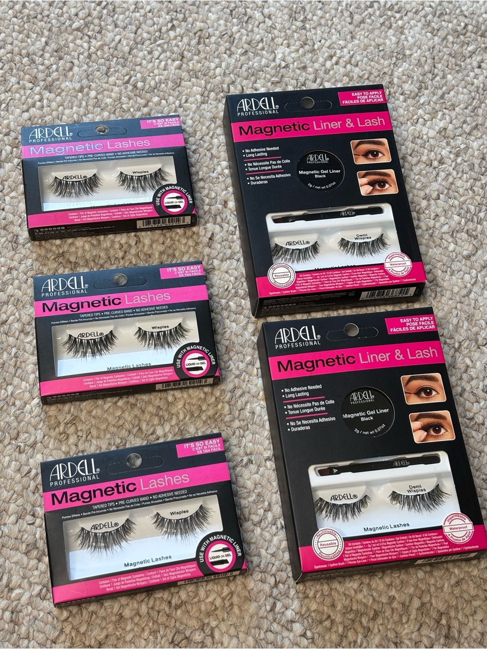 Ardell Magnetic Lash & Liner 5-Pc Bundle Demi Wispies & Wispies Lot NEW